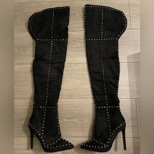 Black Studded Over-the-Knee Boots